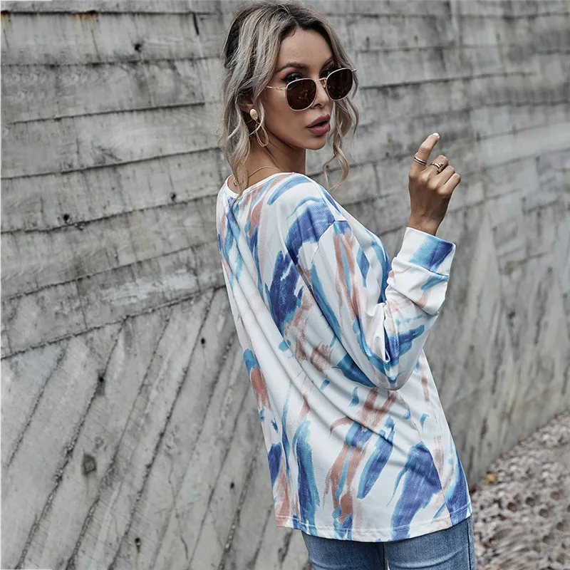 

Fashion Women T-shirts 2021 Spring New Arrival Vintage O-neck Long Sleeves Loose Tees