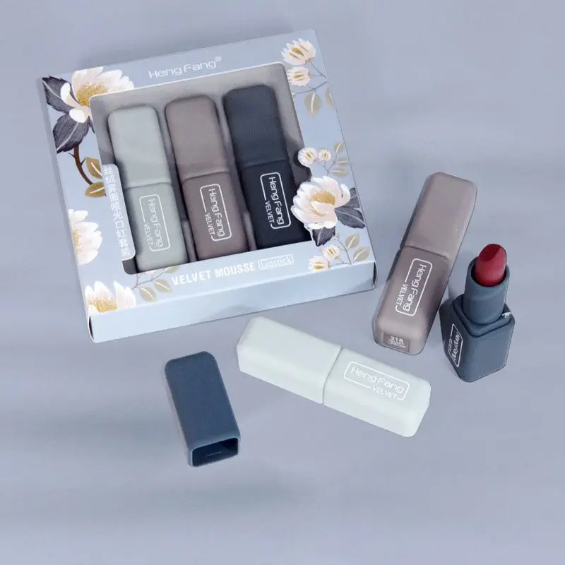 3 шт./набор матовая бархатная туманообразная текстура шелковистая губная помада