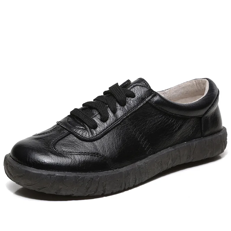 Брендовая Новинка Натуральная кожа Женская повседневная обувь в винтажном стиле