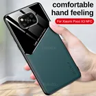 Акриловый защитный кожаный чехол для Xiaomi Poco X3 NFC Pocophone F3 M3 Pro 5G X2 Poxo M F X 3 GT, автомобильный магнитный держатель, чехол, Coque