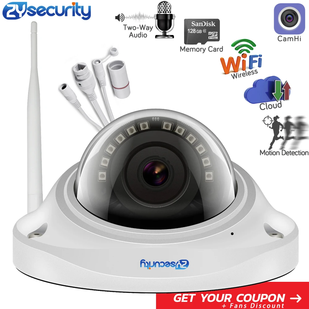 Zyбезопасности 1080p Wifi камера CamHi приложение Onvif 20 м ночного видения Vandalproof SD карта двухсторонняя аудио сигнализация домашняя охранная CCTV камера