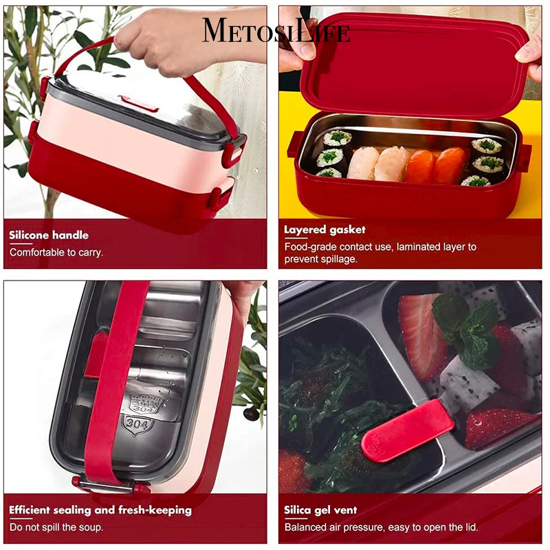 Двойная миска для супа из нержавеющей стали микроволновой печи в простом стиле |