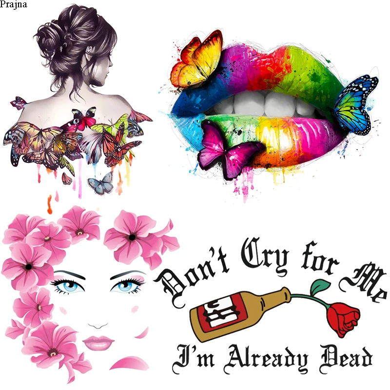 Prajna патч с цветами и бабочками теплопередающие виниловые Модные полосы для