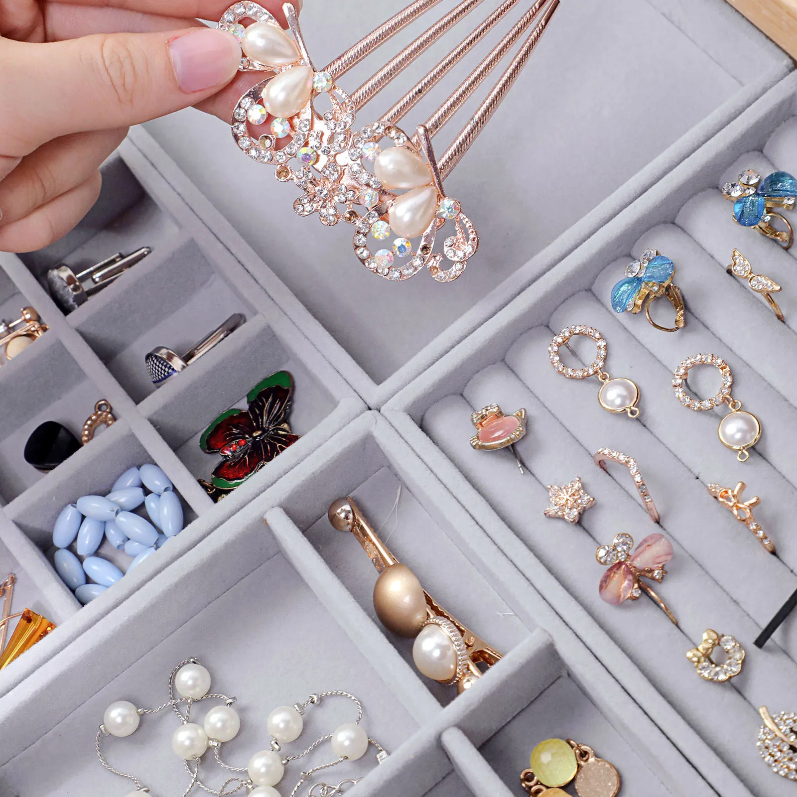 Samt Halskette Display Box Ring Armband Aufbewahrungskoffer Charm Schmuck Ge WJ Samt Halskette Display Box Ring Armband Aufbewahrungskoffer Charm Schmuck Ge WJ