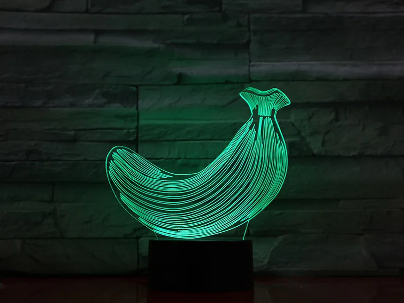

3D-1276 Fruit Banana LED Acrylic Night Light with 7 Colors Touch Remote Control Illusion Change Home Decoration Lights