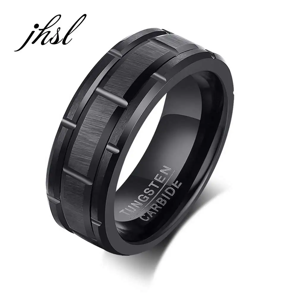 Высококачественные вольфрамовые мужские кольца JHSL с черной матовой отделкой