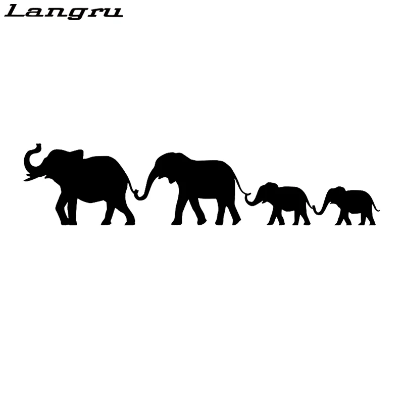 Langru Car Elephant Family Walking- Warm And Romantic Vinyl Decal Rear Window Sticker Body Accessories Jdm | Автомобили и