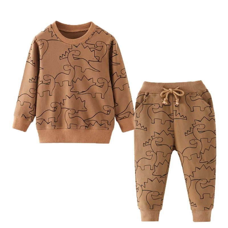 

Jumping Meters New Cotton Dinosaurs Clothing Sets for Autumn Winter Baby Long Sleeve 2 pcs Outfits Top + Bottom Boys Girls Set