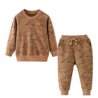 Jumping Metersновые хлопковые комплекты одежды с динозаврами на осень и зиму, комплекты одежды из 2 предметов с длинными рукавами для малышей Топ + низ, комплект для мальчиков и девочек