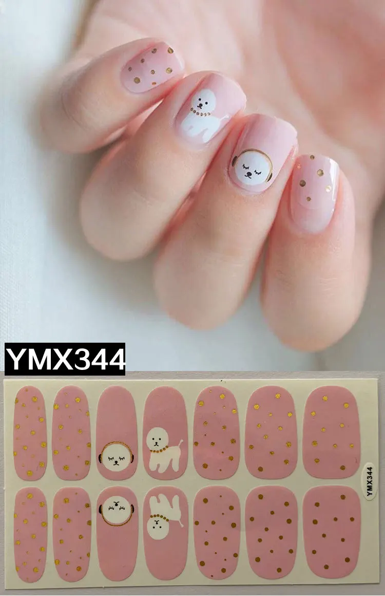 YXM344 14 советы/лист логотип бренда милые животные наклейки для ногтей с узорами полное покрытие самоклеящиеся Стикеры передачи воды Советы Обертывания YMX331-368 - Цвет: YXM344