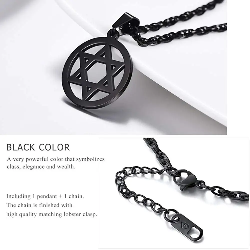 U7 Звезда Давида Цепочки и ожерелья Цвета: черный золотистый серебристый Шарм