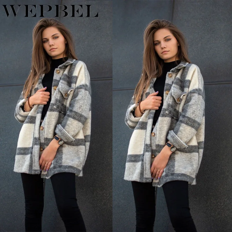 

Женская винтажная рубашка Mandylandy с принтом в клетку, элегантная однобортная Свободная рубашка с отворотом, зимние женские повседневные курт...