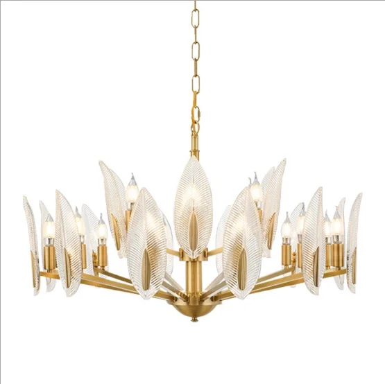 Постмодерн светильник шная медная лампа с перьями и кристаллами простая