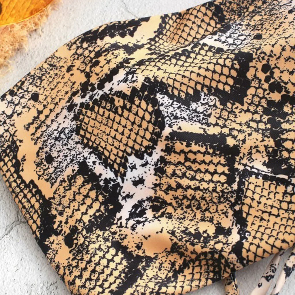 

Womail bikini micro bikini high waist bikini Women Sexy Snakeskin Bandeau Tummy Control Tankini Swimsuit Bikini Beachwear bikini