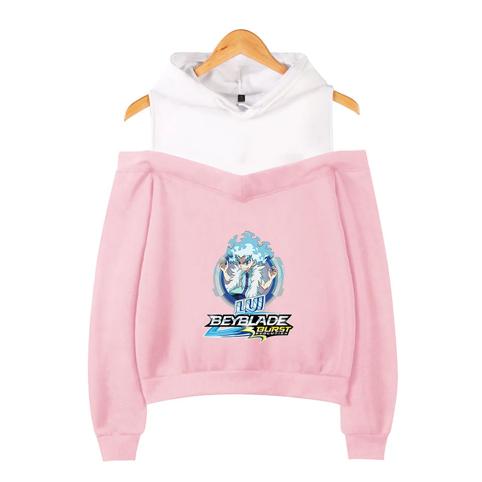 

Beyblade Burst Evolution Women Hoodies Sweatshirts Long Sleeve Off-Shoulder Pullover Hooded Jacket Streetwear Casual Tracksuit