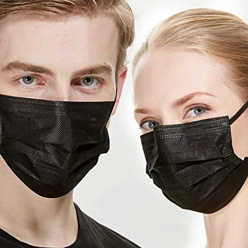 

20/50/100pcs 3 Layers Black Activated Mask Mouth Bamboo Carbon Prevent Anti-Dust Bacteria Mouth Civil Face Mask Repeatability
