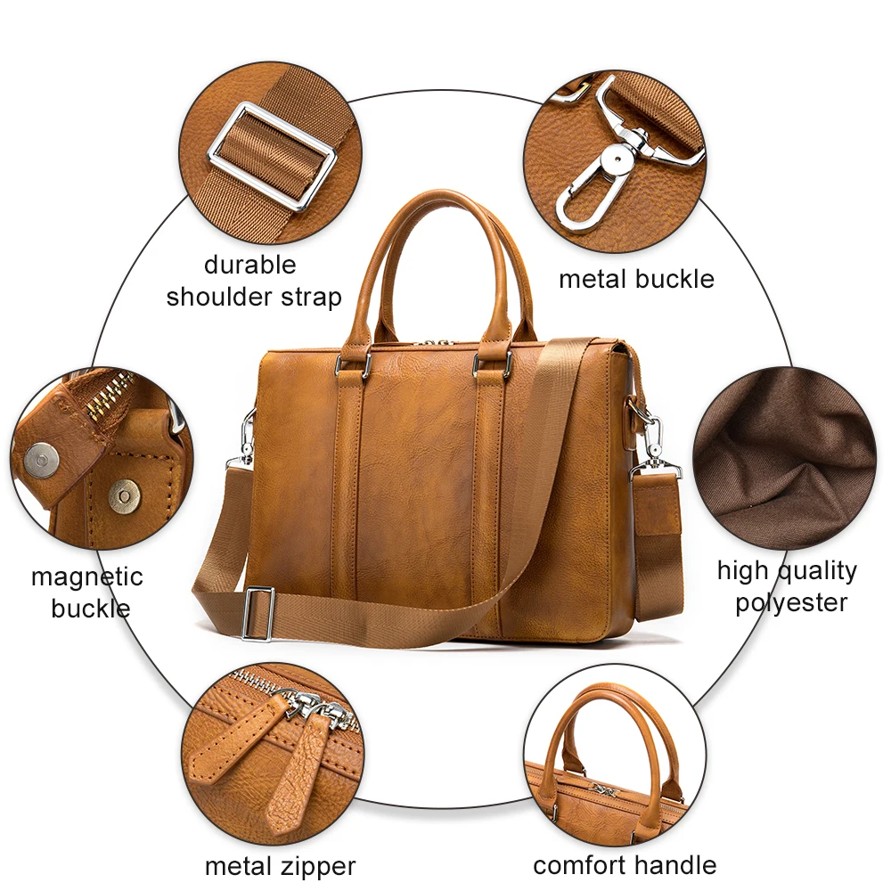 

- men's leather briefcase, 13.3-inch business briefcase, laptop, daily work