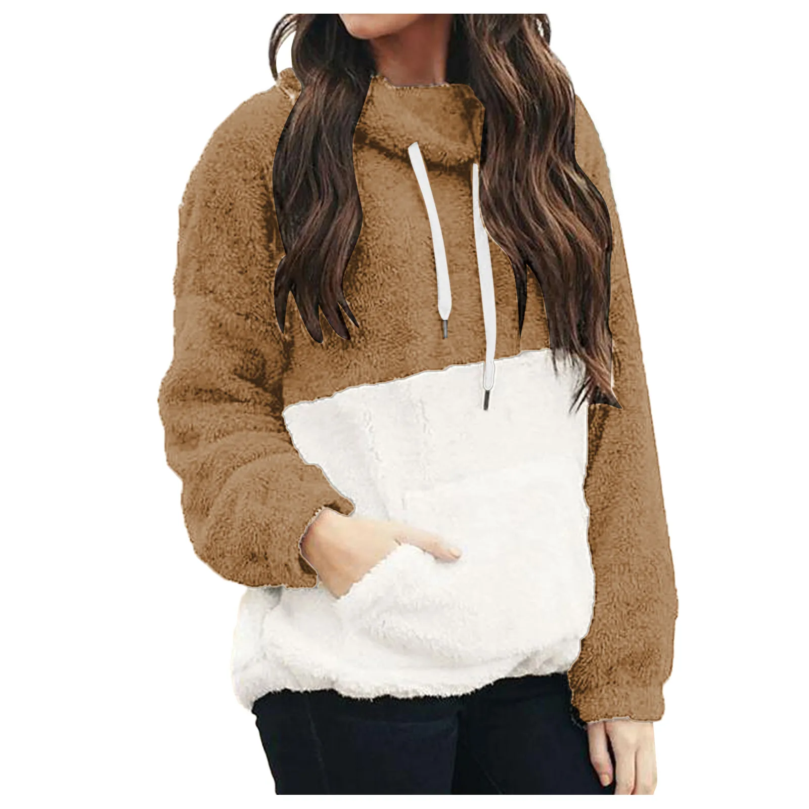 

Женская толстовка с капюшоном, Высококачественная Свободная куртка с длинным рукавом, Повседневная теплая зимняя толстовка с мехом и карма...