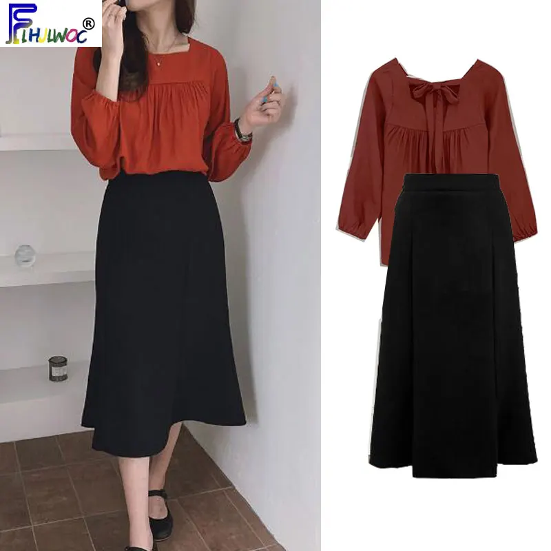 Осенние базовые рубашки осенний дизайн Женский Галстук бабочка с длинным