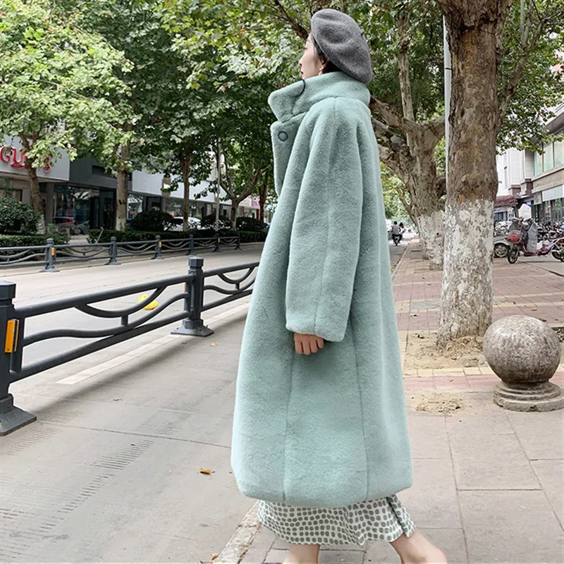 2019 зимнее пальто Дамская Мода Длинные Искусственный мех с мехом Свободные