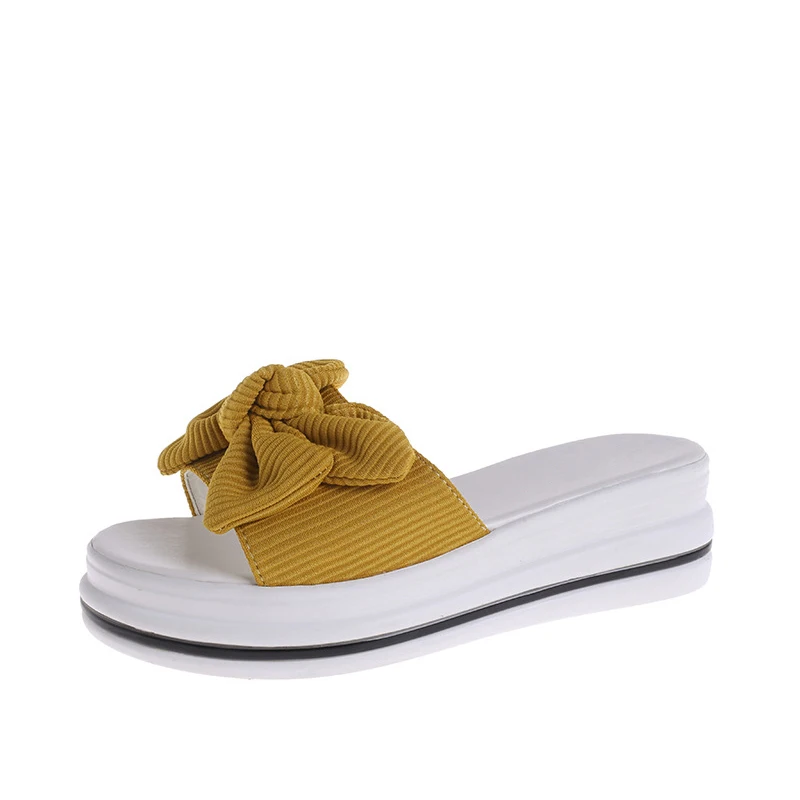 

Women Summer Slip On Butterfly Knot Slippers Ladies Casual Indoor Platform Wedge Shoes Woman Light Female Non Slip Slipper 2020