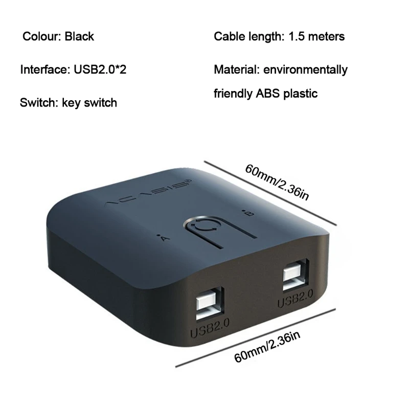 KVM-переключатель Acasis селектор двойной переключатель USB2.0 2 в 1 совместное