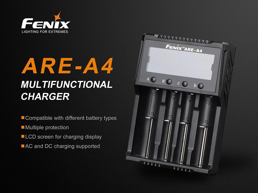 Fenix ARE-A4 четырехканальный смарт-зарядное устройство, совместимое с типами Li-Ion Ni-MH/Ni-Cd