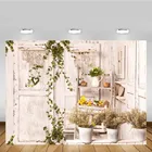 Mehofond весенний Пасхальный фон для новорожденных с зелеными растениями, белая деревянная дверь, детский фон для фотосъемки на день рождения