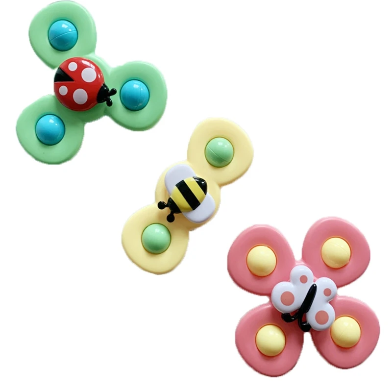 

Baby Big Cartoon Insect Flower Spinner Fidget Spinner Top With Sucker Dining-table Toy Bath Toy