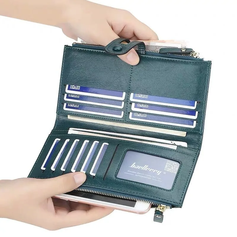 

2021 Women's Wallet Fashion Long PU Leather Clutch Top Quality Card Holder Portomonee Zipper Female Purse Mobile phone Coin Bag