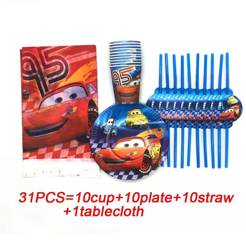 31 шт./лот Горячая Disney тачки бумажные стаканчики тарелки баннер платье для дня