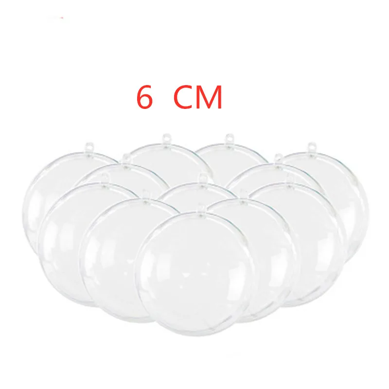 1 PC 6CM Round 1 шт 6/8/10 см прозрачная открывающаяся задняя крышка для Пластик сердце на Рождество для девочек, купальная одежда украшения шар ясный орнамент из бамбука подарок коробка подарка украшения - Цвет: 1 PC 6CM Round