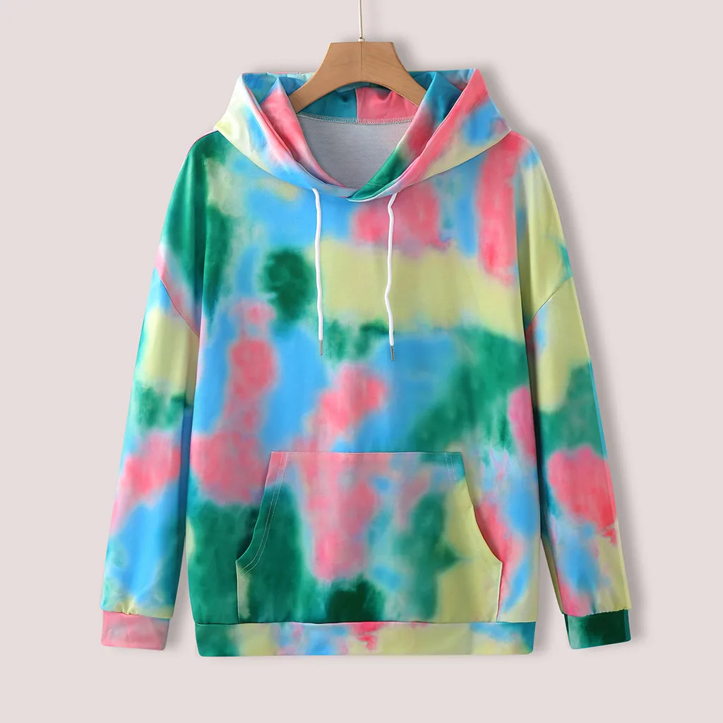 

Women Tie-dye Causal Pullover Long Sleeve Round Neck Sweatshirt Top Blouse Sweetshirts Hoodies #SRN