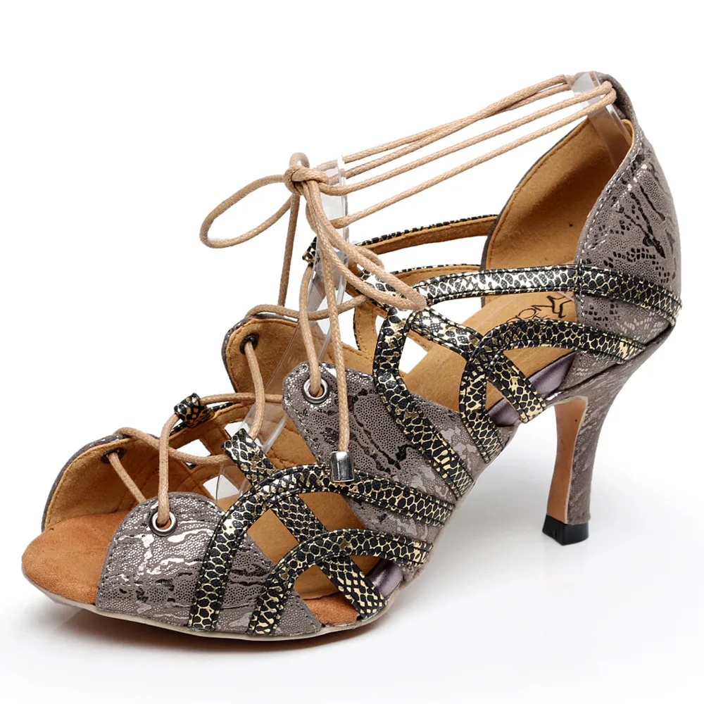 

Dropshipping Salsa Jazz Tango Outdoor Indoor Practice Latin Dance Shoes for Dancing Women Teachers High Heels Flock Sandals