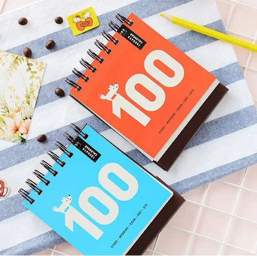 1 предмет Новинка Перекидной календарь Бумага спираль 100 дней с обратным отсчетом