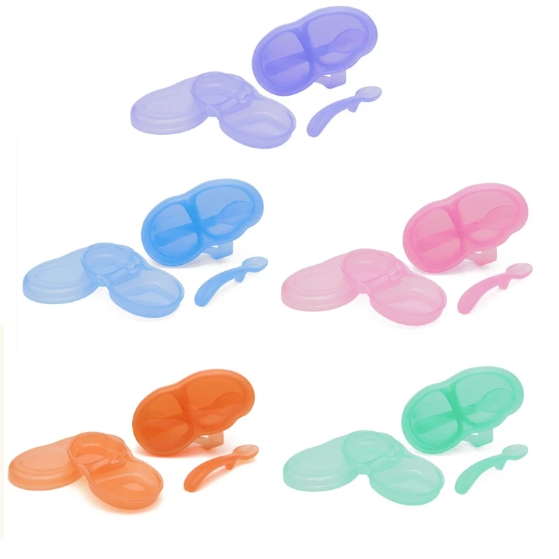 

Portable Baby Compartment Bowl Complementary Food Box Tableware with Lid Spoon
