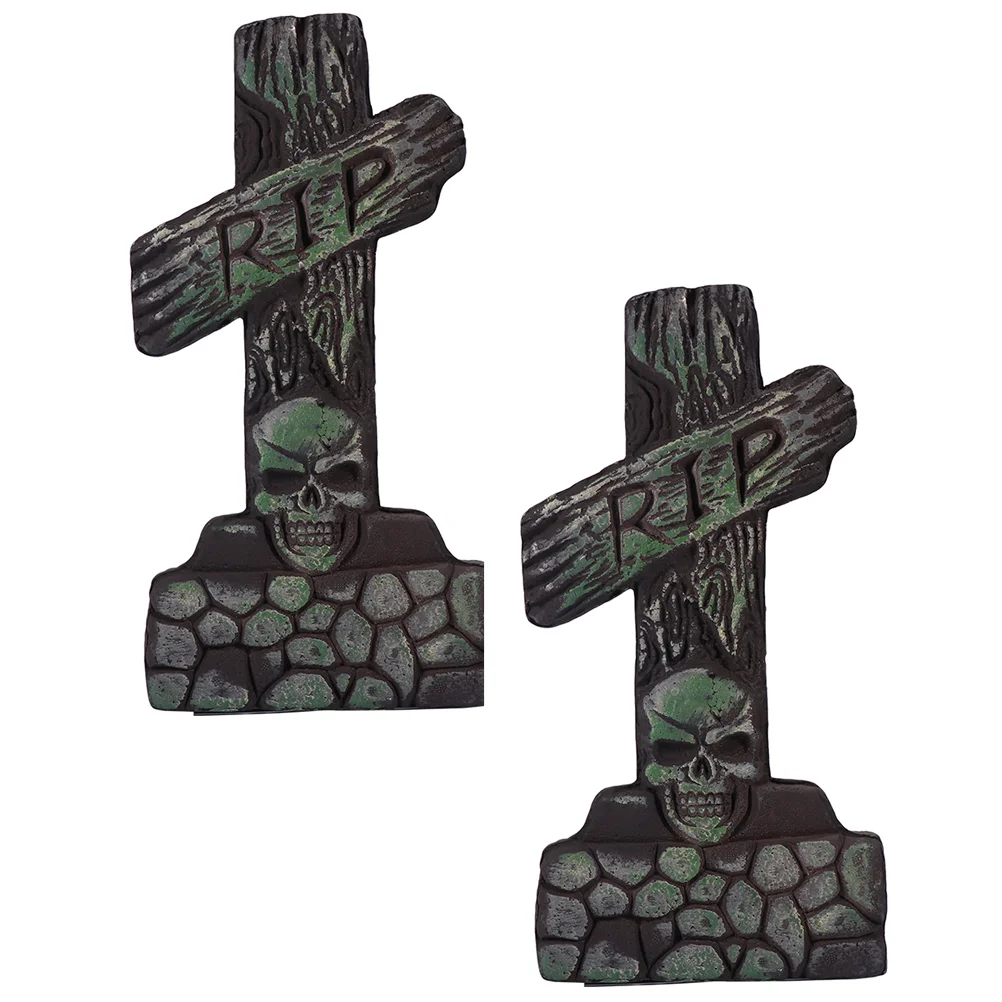 

2Pcs Scary Decorative Froth Tombstones Froth Mock Tombstones Decor