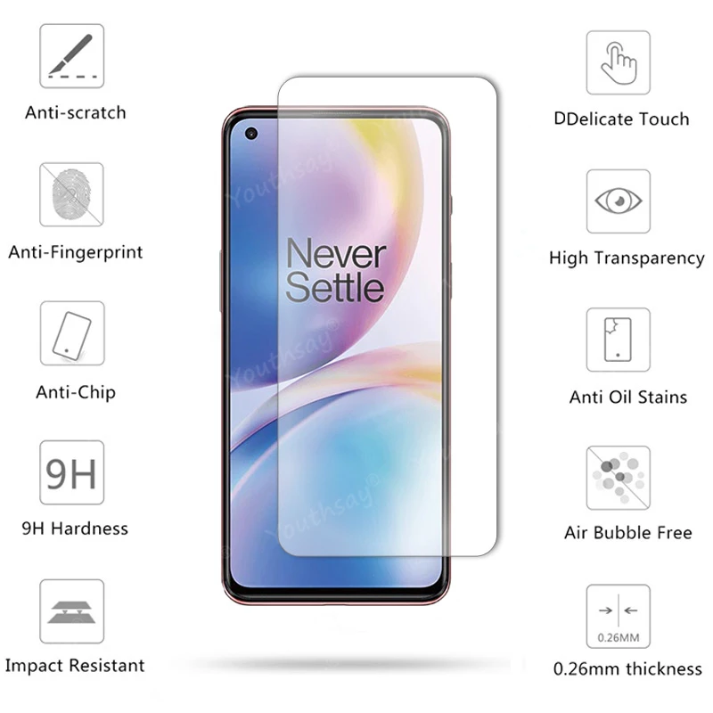 Cristal templado para Oneplus Nord 2, Protector de pantalla transparente para Oneplus Nord 2, 5G-1