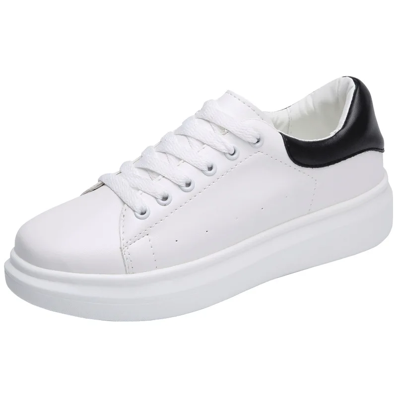 Кроссовки женские кожаные на платформе повседневная обувь плоской