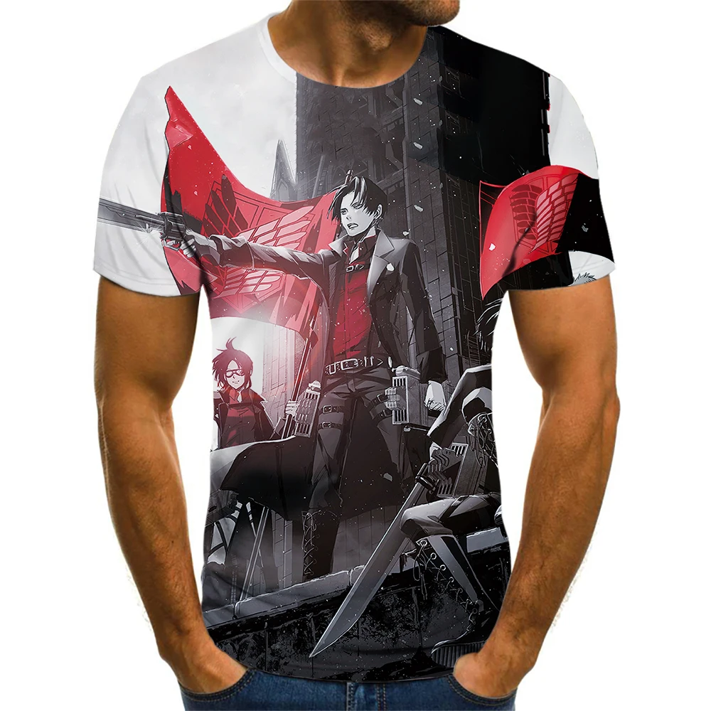 

2021 New Men's Summer 3D Printing Japanese Animation Attack On Titan Graphic T-Shirt Hip Hop Style Large T-Shirt Short Sleeve