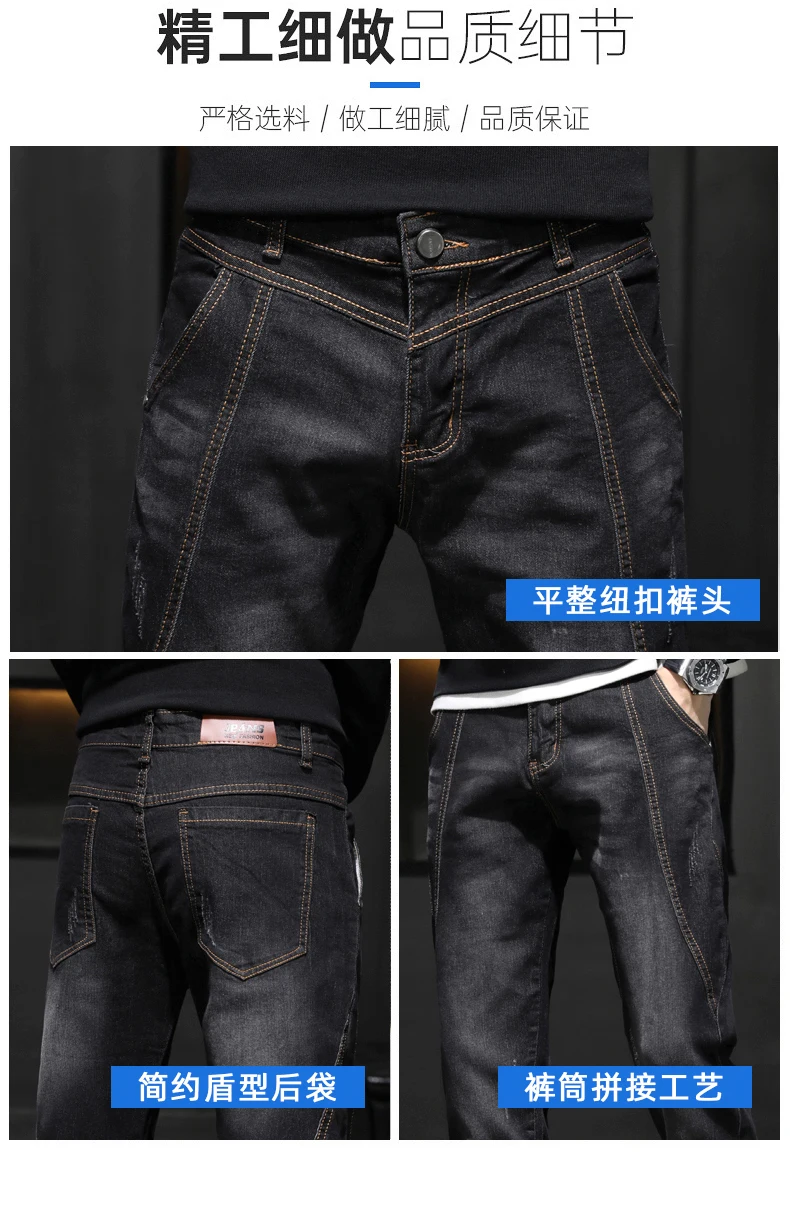 2022 New Spring Autumn Casual Men's Cotton Cargo Jeans Streetwear Harajuku Stretch Denim Pants Joggers Hip Hop Slim Fit Trousers
