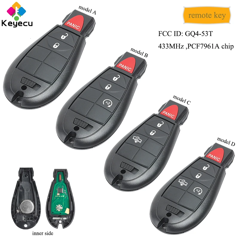 KEYECU дистанционный Fobik КЛЮЧ с 3/4/5 кнопками и 433 МГц PCF7961A чип FOB для Dodge RAM 1500 2500 3500 4500 FCC