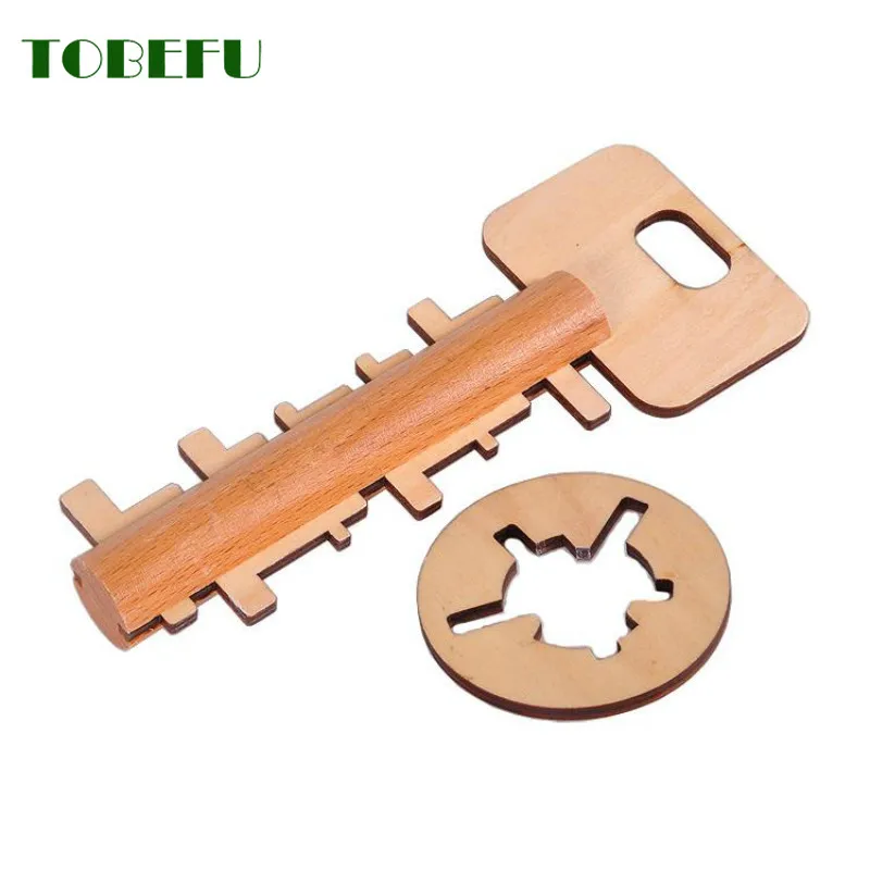 TOBEFU Creative Wooden Unlock Puzzle Key Toys Kong Ming Lock For Kids Stress Release Children Intellectual Educational Gifts | Игрушки и