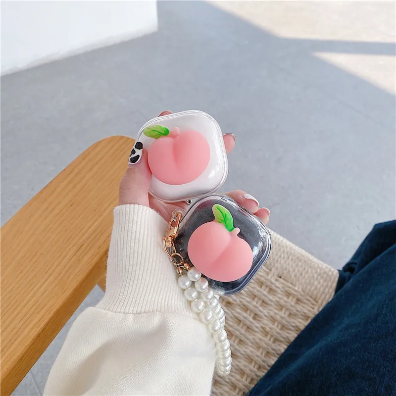 

Милый чехол для Samsung Galaxy Buds Live/Pro/buds 2, силиконовый чехол с 3D рисунком кавайного персикового медведя для Samsung Galaxy Buds 2