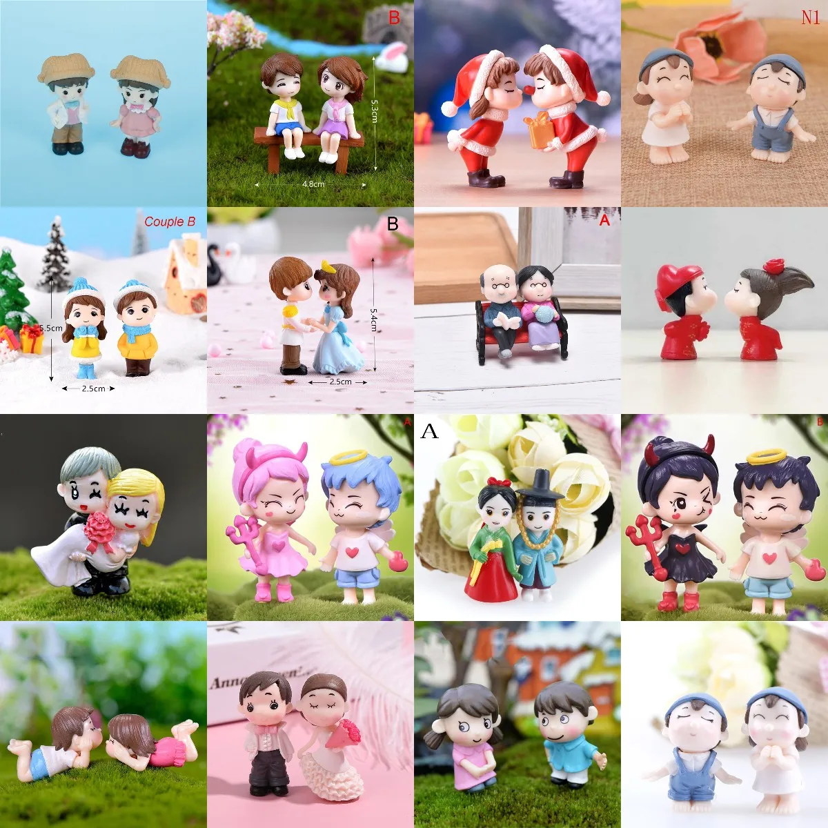 1/2PCResin Mini Stool Couples Doll Fairy Garden Miniatures Decor Dollhouse/Terrarium Action Figures Figurine DIY Micro Landscape