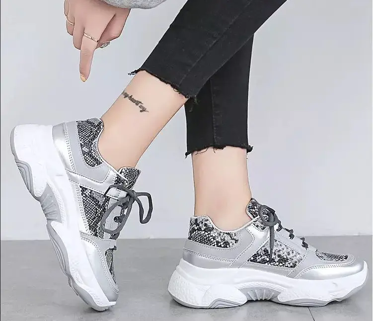 New fashion brand sneakers Woman Shoes Pu leather Leopard Platform outdoor sneakers women sports shoes Ladies Plus size 36-42