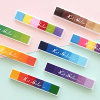1 pcs multicolor gradient rainbow color ink pad diy rubber stamp fabric inkpad for decoration journal scrapbooking toy for kids