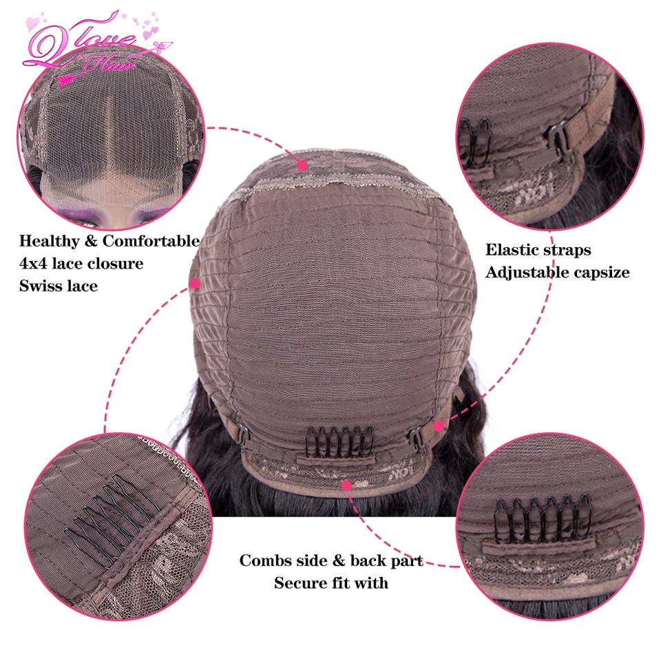 

Natural Black Body Wave 4x4 Lace Closure Human Hair Wigs Pre Plucked Peruvian Remy Hair Lace Wigs With Baby Hair Wigs FOR Women