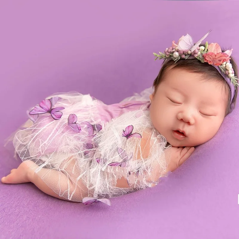 Traje de princesa de encaje para beb&eacute; ni&ntilde;a, accesorios de fotograf&iacute;a reci&eacute;n nacido, mono, pelele, ropa de fotograf&iacute;a-0