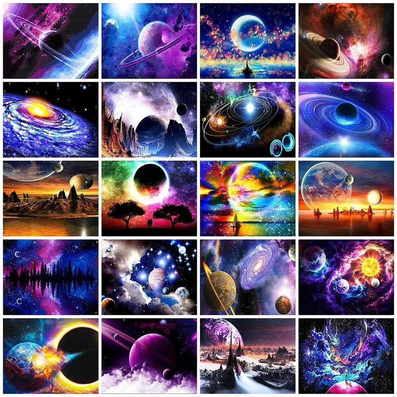 

Diamond Painting Kits Full Round With AB Drill Space 5D DIY Mosaic Diamond Embroidery Landscape Home Decor Diamond Art Painting